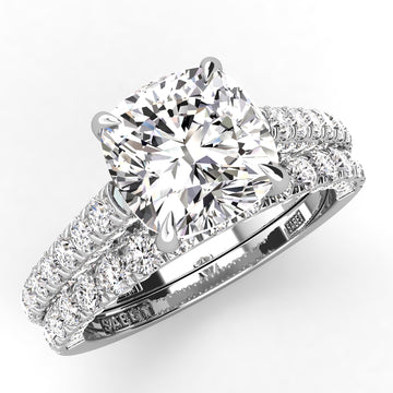 Three Sided Cushion Diamond Engagement Ring Set 1.36ct